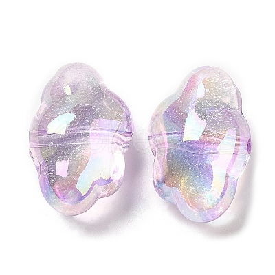 UV Plating Transparent Rainbow Iridescent Acrylic Beads OACR-C016-31D-1