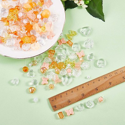 150 Pieces Random Rose Acrylic Beads Bear Pastel Spacer Beads Butterfly Loose Beads for Jewelry Keychain Phone Lanyard Making JX543I-1