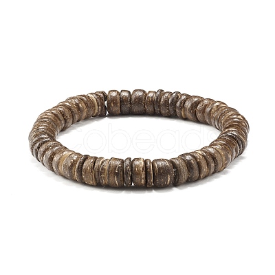 Flat Round Coconut Beads Stretch Bracelets Set BJEW-JB07010-1