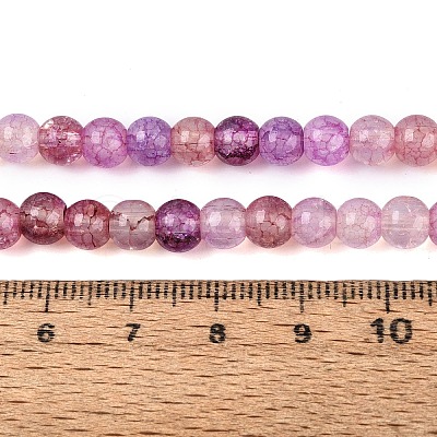 Ombre Effect Dyed Crackle Glass Beads Strands GLAA-Q106-01A-B22-1