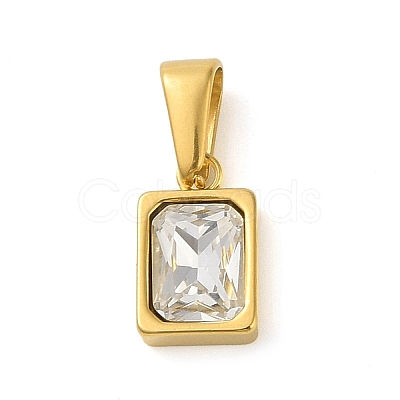304 Stainless Steel Pendants Cubic Zirconia STAS-R229-30B-G-1