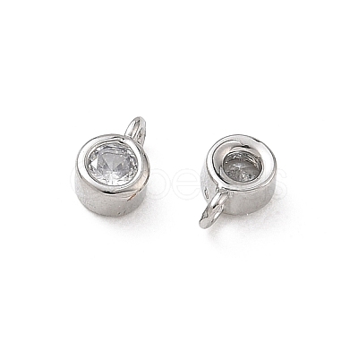 Brass Micro Pave Clear Cubic Zirconia Charms KK-D289-48B-P-1