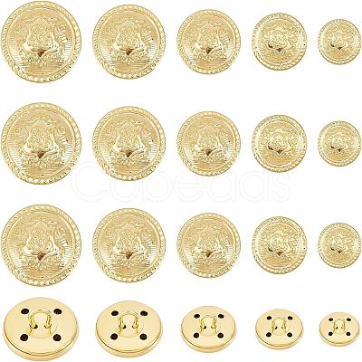 Olycraft 50Pcs 5 Style 4-Hole Brass Buttons BUTT-OC0001-18-1