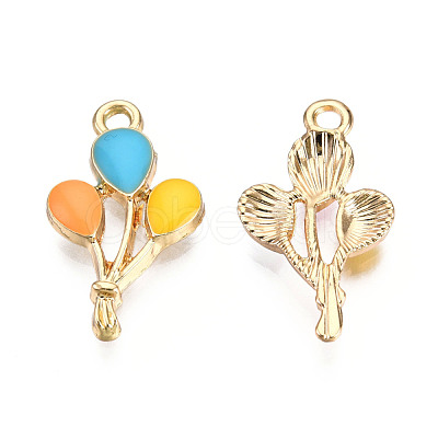 Light Gold Plated Alloy Pendants X-ENAM-T009-16B-1