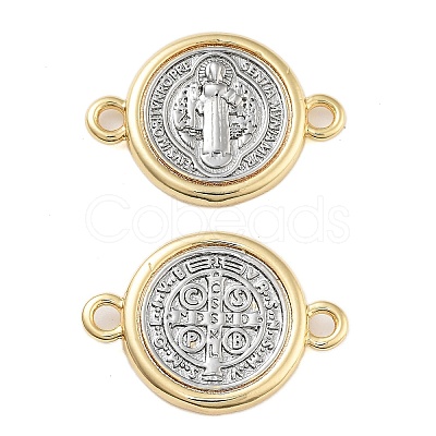 Rack Plating Religion Brass Connector Charms KK-B097-02G-1