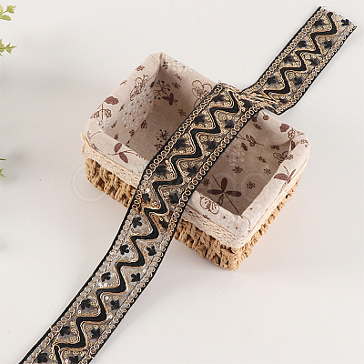 10 Yards Polyester Embroidery Lace Ribbon with Paillette PW-WG94215-02-1