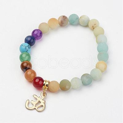 Amazonite Beaded Stretch Bracelets BJEW-P065-A-01-1