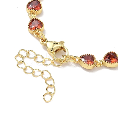 Heart Brass Pave Cubic Zirconia Link Chain Bracelets for Women BJEW-P385-07G-07-1