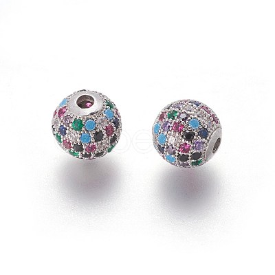 Brass Micro Pave Cubic Zirconia Beads ZIRC-F098-02P-10mm-1