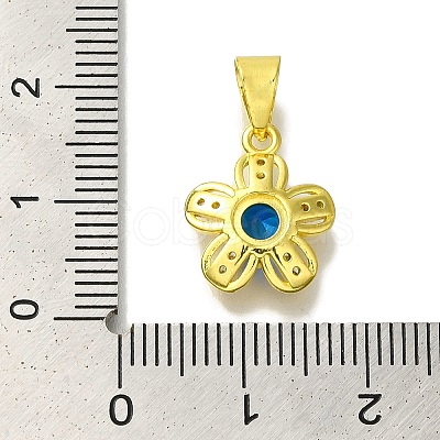 Flower Rack Plating Brass Micro Pave Cubic Zirconia Pendant KK-H485-01G-1