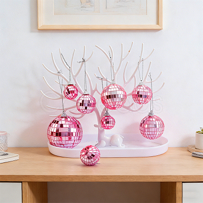 30Pcs 4 Styles Foam & Glass Mirror Ball Pendant Decorations AJEW-GA0010-79-1