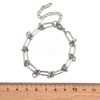 304 Stainless Steel Paperclip Chain Bracelets for Women LS-BJEW-P347-03P-1