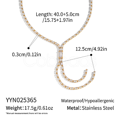 Stainless Steel Pave Shiny Clear Cubic Zirconia Tennis Chain Y Necklaces for Women MI6992-1