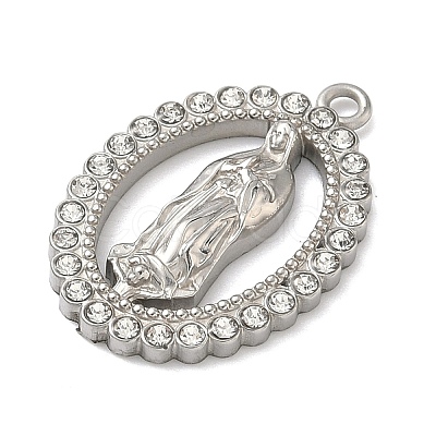 304 Stainless Steel & Rhinestone Pendants STAS-G371-09B-01P-1