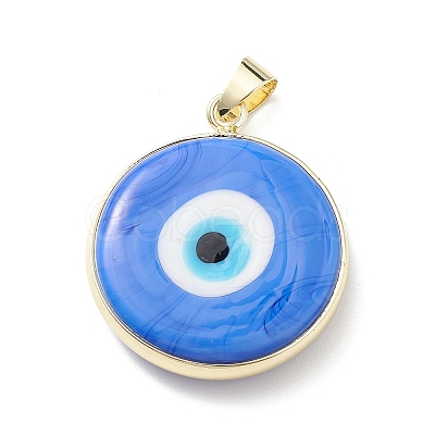 Handmade Evil Eye Lampwork Pendants LAMP-F031-03G-06-1