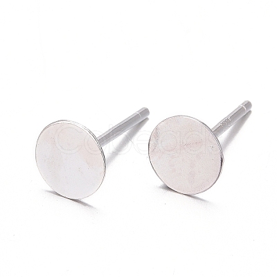925 Sterling Silver Flat Pad Stud Earring Findings STER-K167-045E-S-1