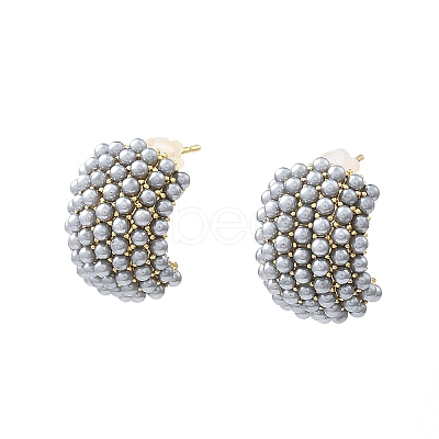 Gainsboro Plastic Pearl Beaded Stud Earrings EJEW-L270-012A-G-1-1