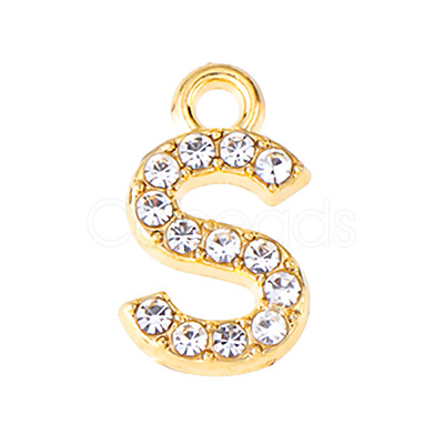 Golden Tone Alloy Rhinestone Pendants PW-WGCC773-19-1