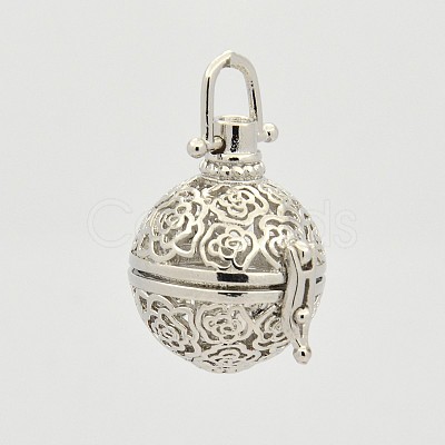 Brass Hollow Cage Pendants KK-P141-05-1