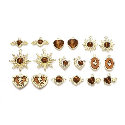 18Pcs 9 Styles Alloy Resin Pendants PALLOY-N185-01G-1