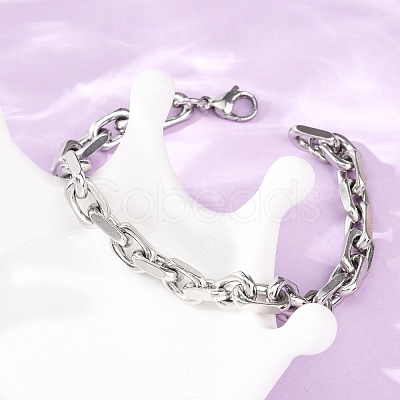 304 Stainless Steel Cable Chain Bracelets for Women Men LS-BJEW-F529-04P-1