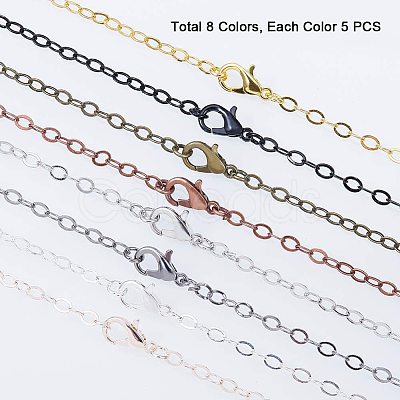 Brass Cable Chain Necklace Making MAK-PH0004-14-1