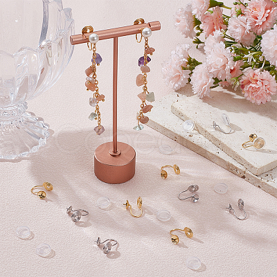 20Pcs 2 Colors Brass Clip-on Earring Converters Findings KK-BC0014-96A-1
