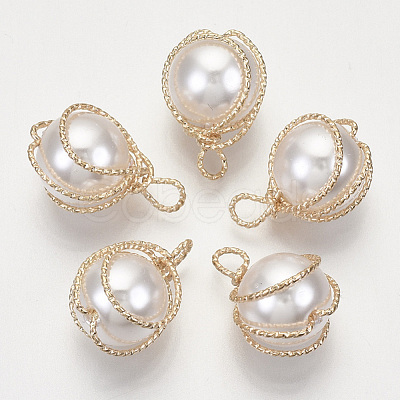 ABS Plastic Imitation Pearl Pendants KK-N235-020B-1