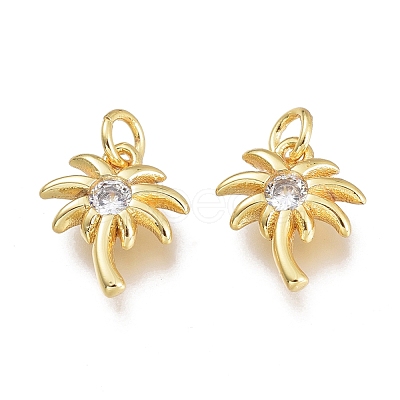 Brass Micro Pave Clear Cubic Zirconia Charms KK-M206-40G-1