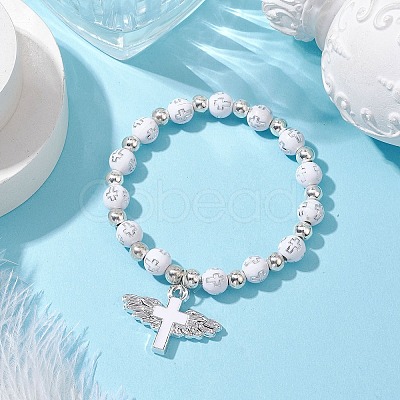 Plating Acrylic Stretch Bracelets BJEW-JB11043-01-1