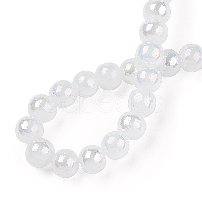 Electroplate Imitation Jade Glass Beads Strands GLAA-T032-J6mm-AB01-1