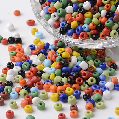 6/0 Opaque Colors Round Glass Seed Beads X-SEED-K003-4mm-M04-1