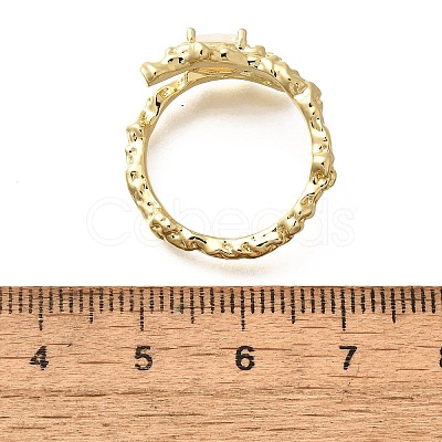 Oval Brass Cat Eye Cuff Rings for Women RJEW-U042-01G-1