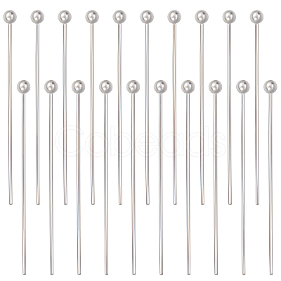 25 Pairs 925 Sterling Silver Ball Head Pins STER-BBC0001-52-1