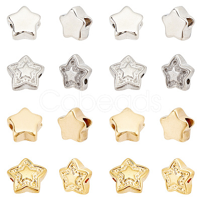 16Pcs 4 Style 304 Stainless Steel Beads STAS-DC0005-33-1