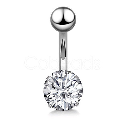 Clear Cubic Zirconia Belly Button Rings WG9960A-19-1
