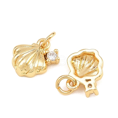 Brass Micro Pave Clear Cubic Zirconia Charms KK-Q085-02B-G-1