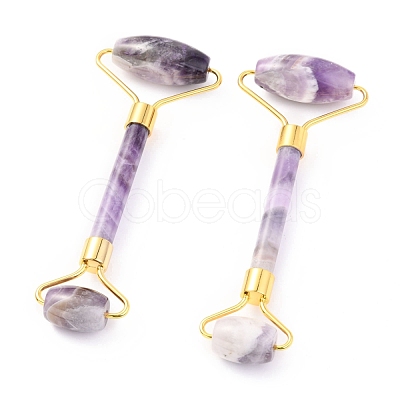 Natural Amethyst Brass Face Massager MRMJ-G009-47G-1