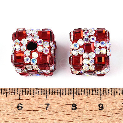 Polymer Clay Rhinestone Beads with Square Acrylic CLAY-T022-03D-1