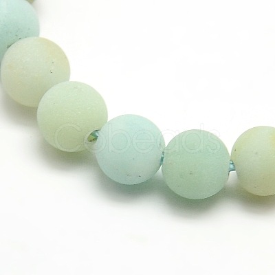 Frosted Natural Flower Amazonite Round Bead Strands G-M064-4mm-07-1