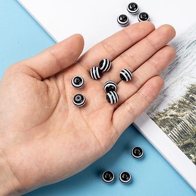 Round Striped Resin Beads X-RESI-R158-10mm-11-1