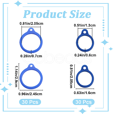 60Pcs 2 Style Silicone Pendant SIL-GF0001-43F-1