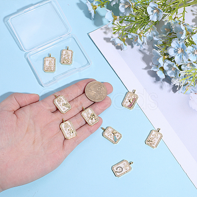 9Pcs 9 Styles Brass Micro Pave Cubic Zirconia Pendants with Enamel KK-DR0001-64-1