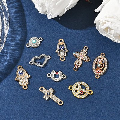 10Pcs 10 Styles Alloy Rhinestone Links/Connectors ALRI-YW0001-31-1