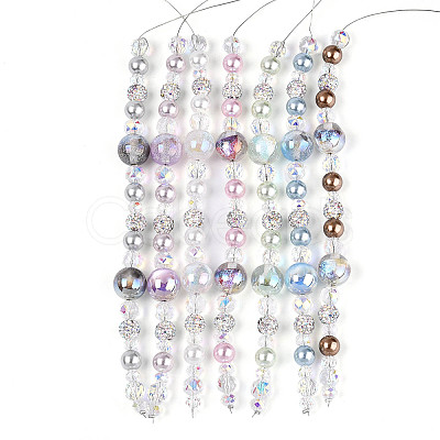 Glass and Acrylic and Imitation Pearl and Rhinestone Beads Strands MAK-T011-06M-1