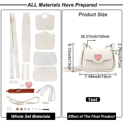 DIY Imitation Leather Heart Pattern Women's Crossbody Bag Kits DIY-WH0449-12-1