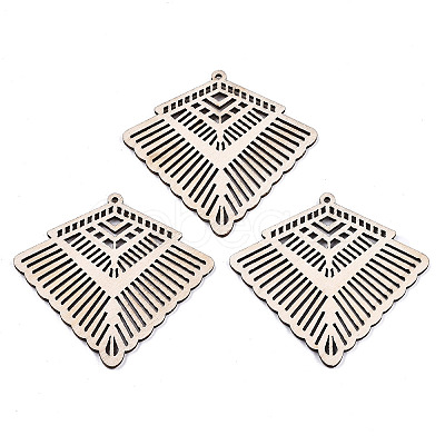 Undyed Natural Wooden Big Pendants X-WOOD-N007-033-1