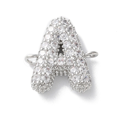 Brass Micro Pave Cubic Zirconia Letter Links KK-I717-04A-P-1