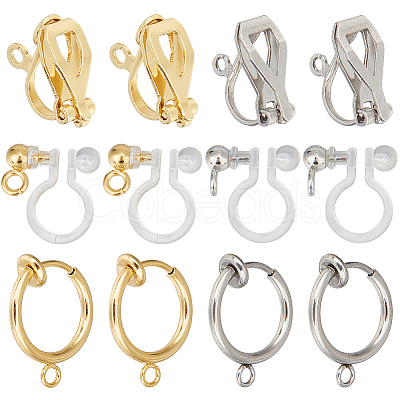 36Pcs 6 Styles 304 Stainless Steel Clip-on Earring Findings STAS-SC0008-33-1