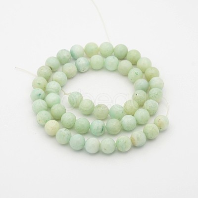 Natural Flower Amazonite Round Bead Strands G-P070-33-6mm-1